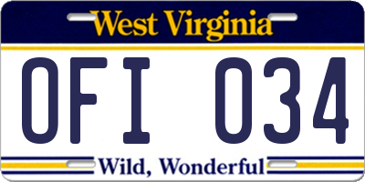 WV license plate OFI034
