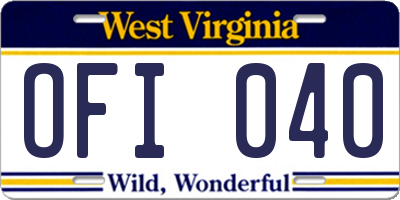 WV license plate OFI040