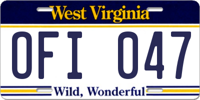 WV license plate OFI047