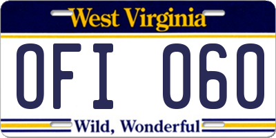 WV license plate OFI060