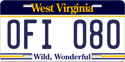 WV license plate OFI080