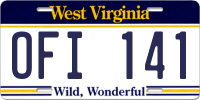 WV license plate OFI141
