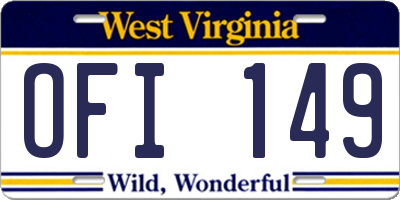 WV license plate OFI149