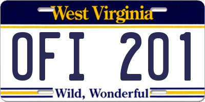 WV license plate OFI201