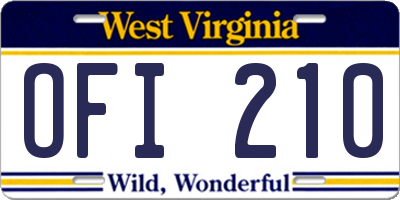 WV license plate OFI210