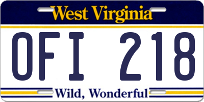 WV license plate OFI218