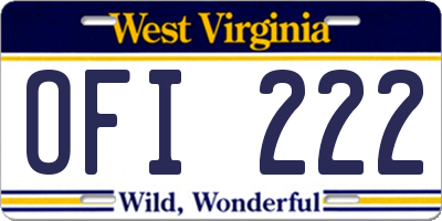 WV license plate OFI222