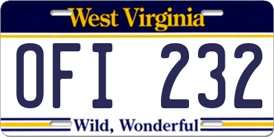 WV license plate OFI232