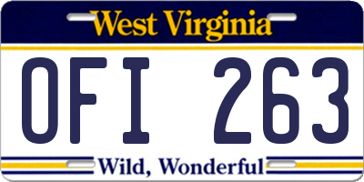 WV license plate OFI263