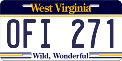 WV license plate OFI271