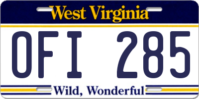 WV license plate OFI285