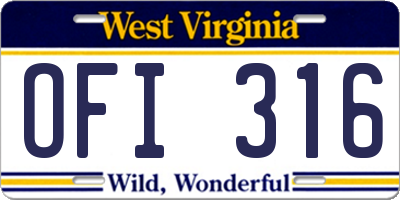 WV license plate OFI316