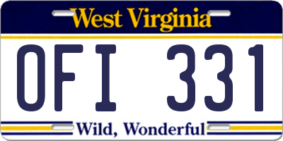 WV license plate OFI331