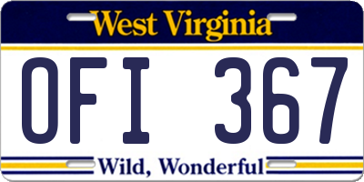 WV license plate OFI367