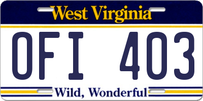 WV license plate OFI403