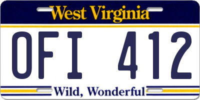 WV license plate OFI412