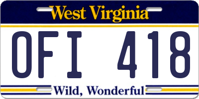 WV license plate OFI418