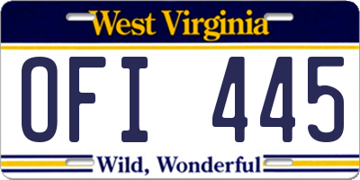 WV license plate OFI445