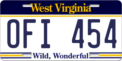 WV license plate OFI454