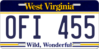 WV license plate OFI455