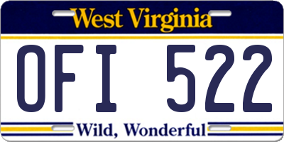 WV license plate OFI522