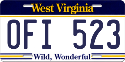 WV license plate OFI523