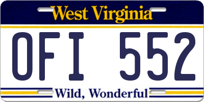 WV license plate OFI552