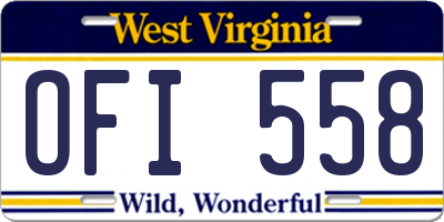 WV license plate OFI558