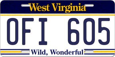 WV license plate OFI605