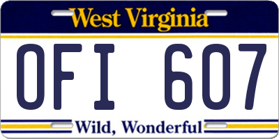 WV license plate OFI607