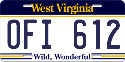 WV license plate OFI612