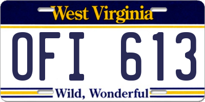 WV license plate OFI613