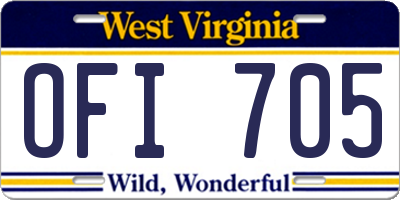 WV license plate OFI705