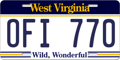 WV license plate OFI770