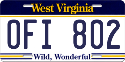WV license plate OFI802