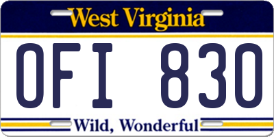 WV license plate OFI830