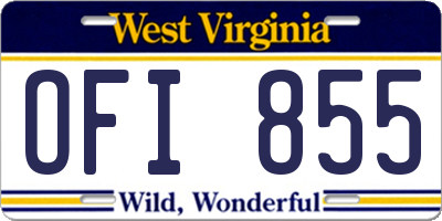 WV license plate OFI855