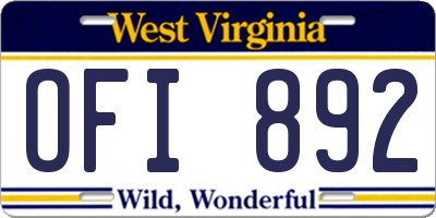 WV license plate OFI892