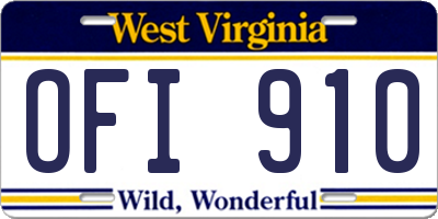 WV license plate OFI910