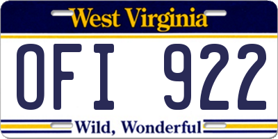 WV license plate OFI922