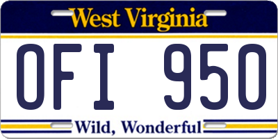 WV license plate OFI950