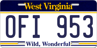 WV license plate OFI953