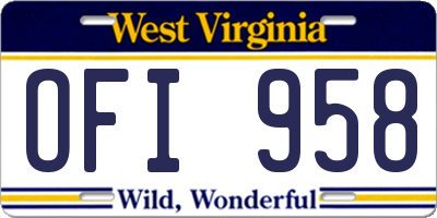 WV license plate OFI958