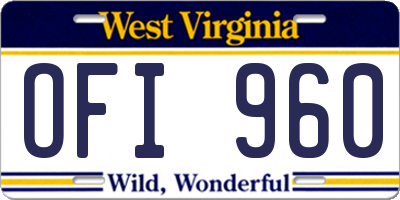 WV license plate OFI960