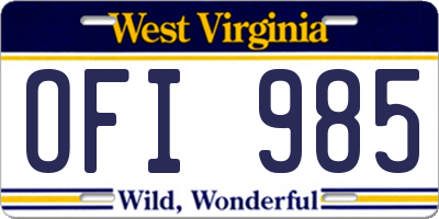 WV license plate OFI985