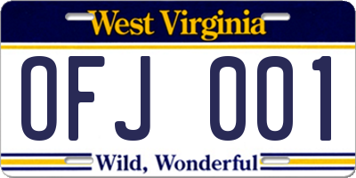 WV license plate OFJ001