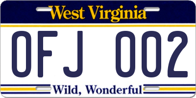WV license plate OFJ002