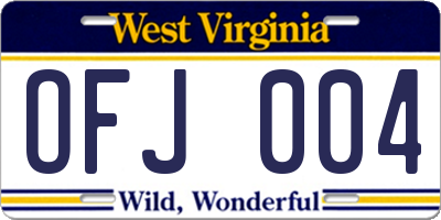 WV license plate OFJ004