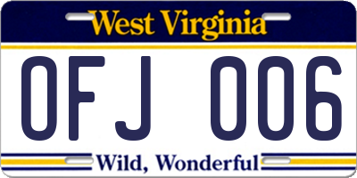 WV license plate OFJ006