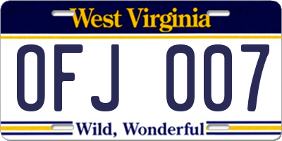 WV license plate OFJ007
